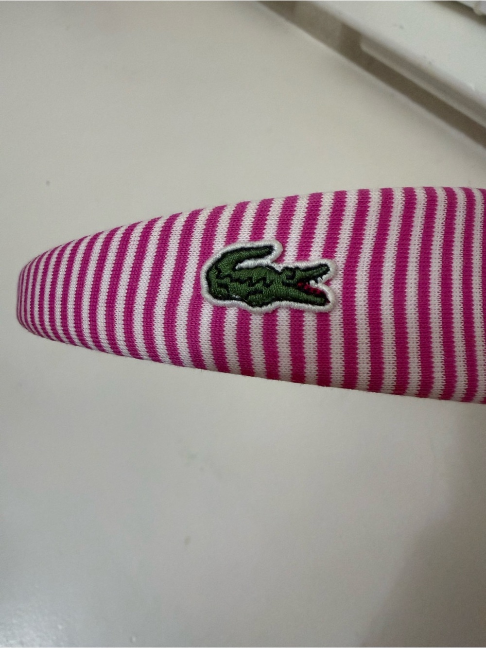 Lacoste white & pink striped headband